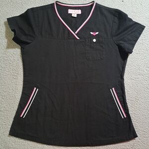 Koi Kathy Peterson Women`s Black Short Sleeve Medical Scrub Top / Size S